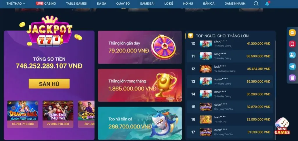 Các trò chơi slot game cdbet